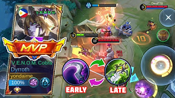 TUTORIAL HOW TO PLAY DYRROTH BEST BUILD EMBLEM AND ROTATION 2024 | MLBB