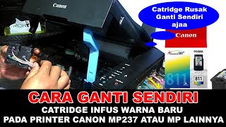 Cara isi ulang suntik tinta cartridge printer canon ip2770 mp258 mp237 mp287