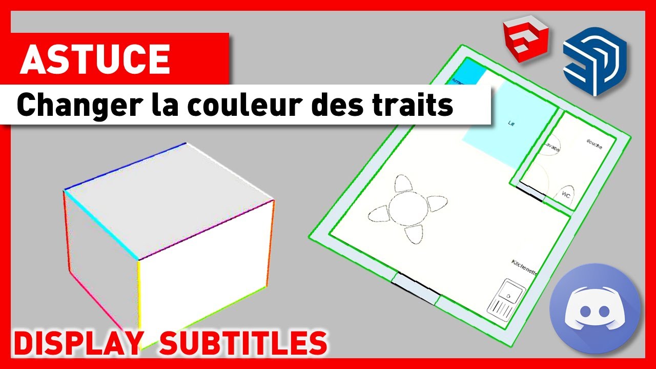 ASTUCE   Changer la Couleur des Artes des traits dun plan ou autre forme   Tuto Gratuit SKETCHUP