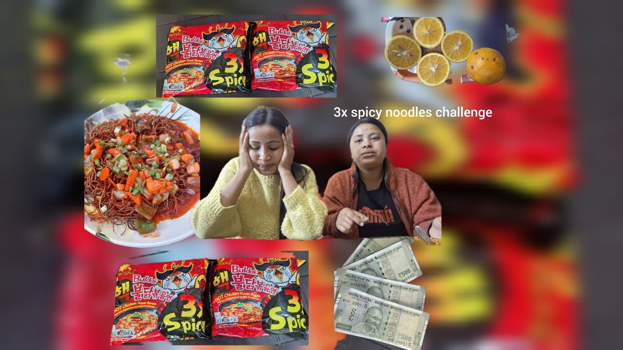 3x spicy noodles challenge || fun || crazy 🤪 || sisters || @SherilinKhongwarchannel
