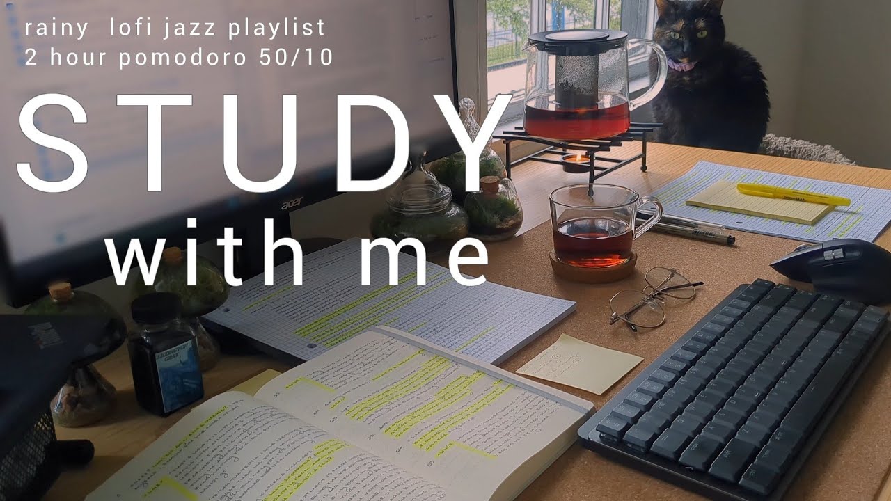 2 HOUR STUDY WITH ME on a RAINY DAY ☔ rainy lofi jazz playlist ...