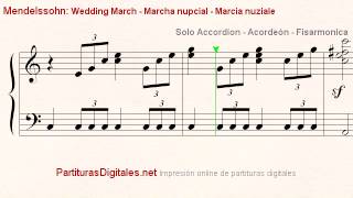 Video thumbnail of "Mendelssohn: Partitura Marcia Nupcial para acordeón, Spartito della Marcia Nuziale per fisarmonica"