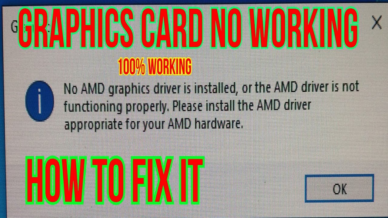 How to fix ,No AMD Graphics Driver is installed, Graphics card is not working, How to update ...