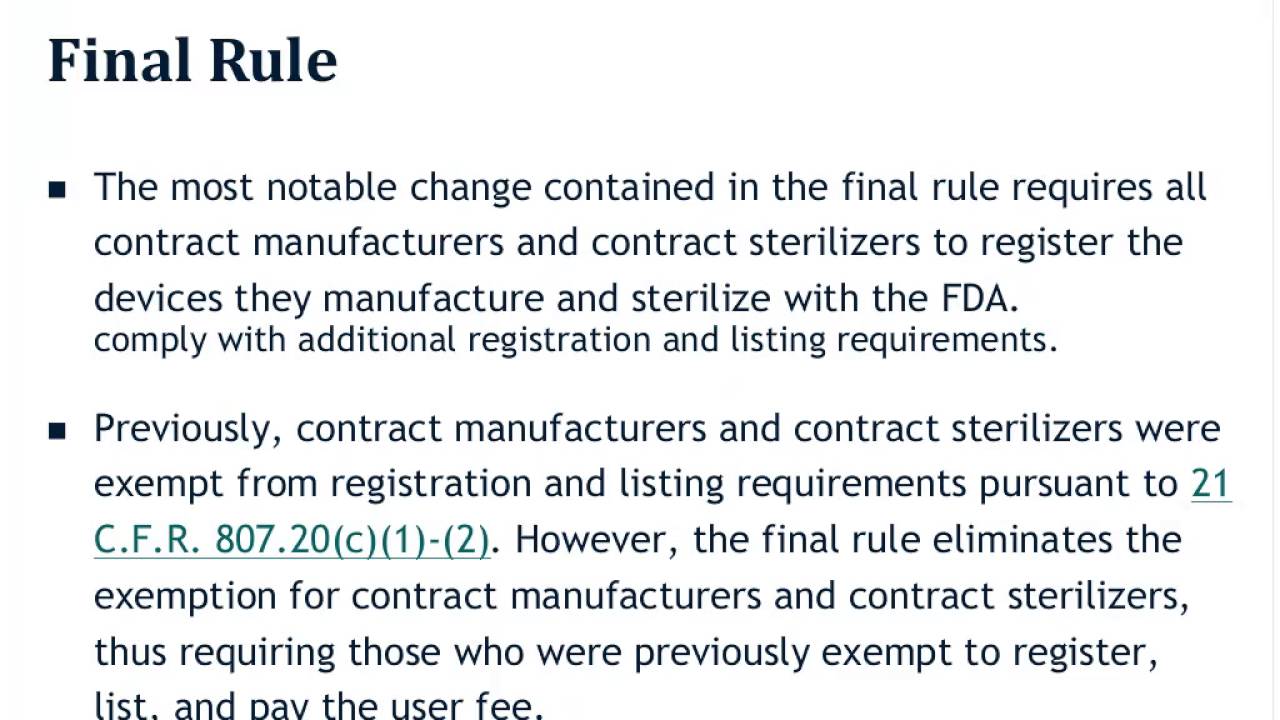 FDA's Proposed Rule Regarding Device Establishment Registration
