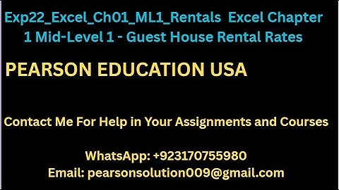 Exp22 Excel Ch01 ML1 Rentals  Excel Chapter 1 Mid Level 1   Guest House Rental Rates