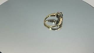 9ct Gold Blue Indigolite Diamond Halo Ring UK Size M1/2 Pre Owned