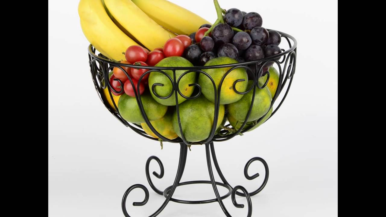 Huajun® Scroll Fruit Bowl Egg Basket Black Metal Wire,10.6 inches