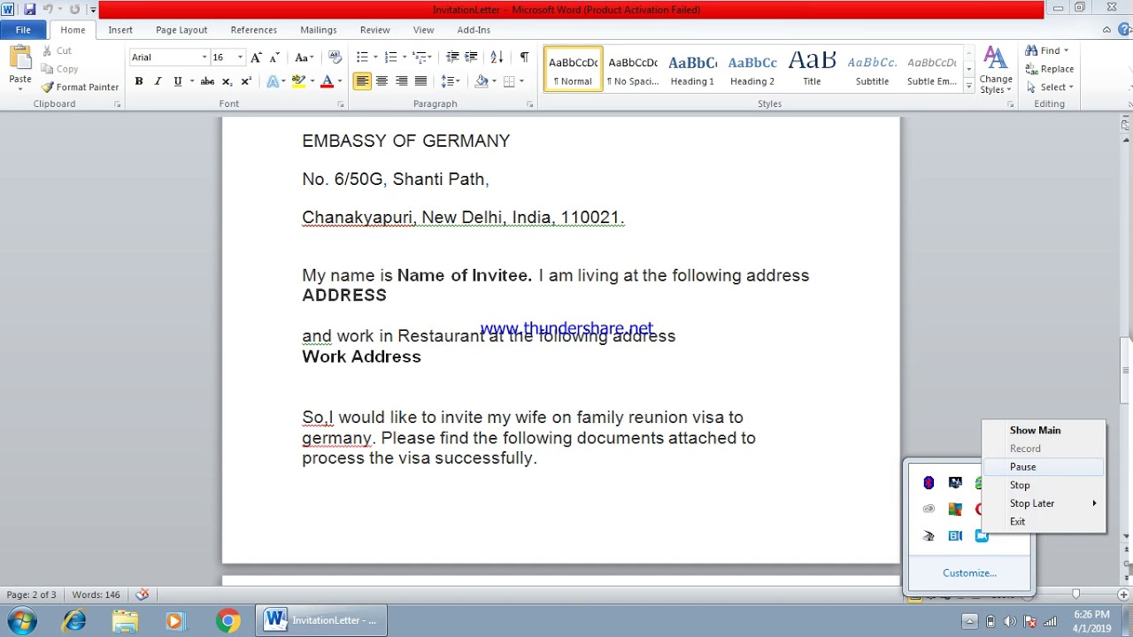 German Spouse Visa- Invitation Letter to Spouse/Letter to Embassy - YouTube