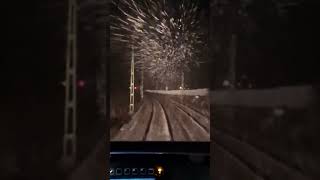 Snowstorm view from traindrivers pov