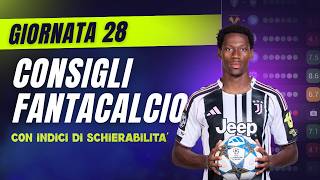 CONSIGLI FANTACALCIO 28^ Giornata Serie A | Con Indici di Schierabilità!