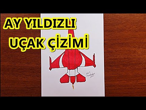 TÜRK BAYRAKLI SAVAŞ UÇAĞI ÇİZİMİ - 18 MART RESMİ -AY YILDIZ