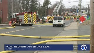 Video: Hamden road reopens after work done on ruptured gas line
