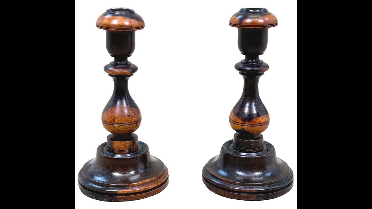 Pair Of 19th Century Lignum Vitae Treen Candlesticks