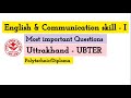 Uttarakhand polytechnic 1st semester English and communication skill most important questions 2025