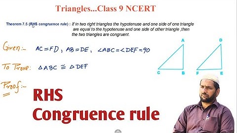 Theorem 7.5 class 9 math ncert|| RHS Congruence rule|| Class 9 chapter 7 triangles