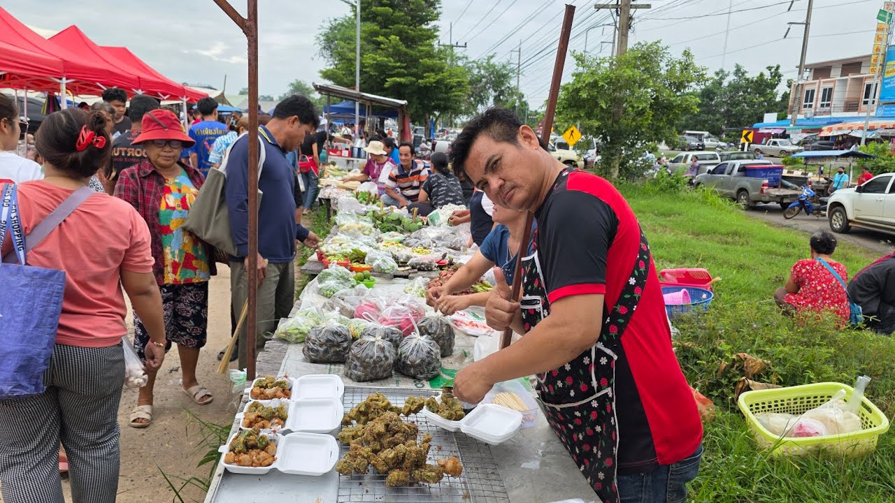 อาหารป่า อาหารอีสาน ตลาดชุมชนบ้านหัวนา อำเภอเขมราฐ อุบลราชธานี