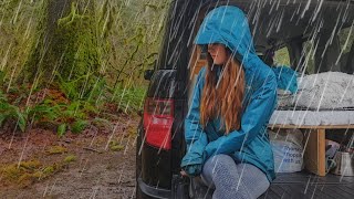 heavy rain solo car camping