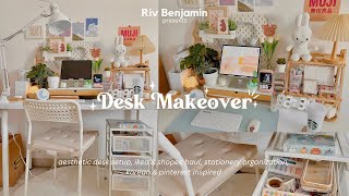 Aesthetic Desk Makeover | IKEA haul, stationery organization, Pinterest \& Korean-inspired 🌷✨