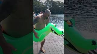 Wahu pool pet challenge off the wharf trying to land it.  Day 7 #wahupoolpets #challenge #slowmo