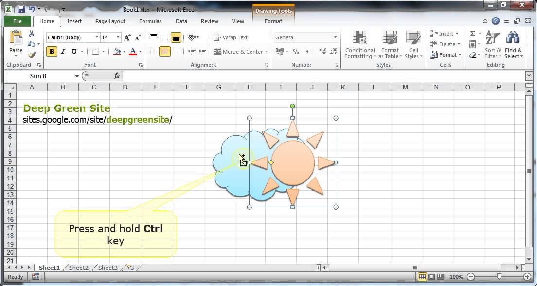 using shapes in excel to show data