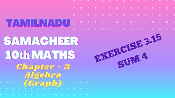 TN 10th Maths Samacheer | Ex: 3.15 | Sum 4 | Chapter 3 | Algebra (Graph)