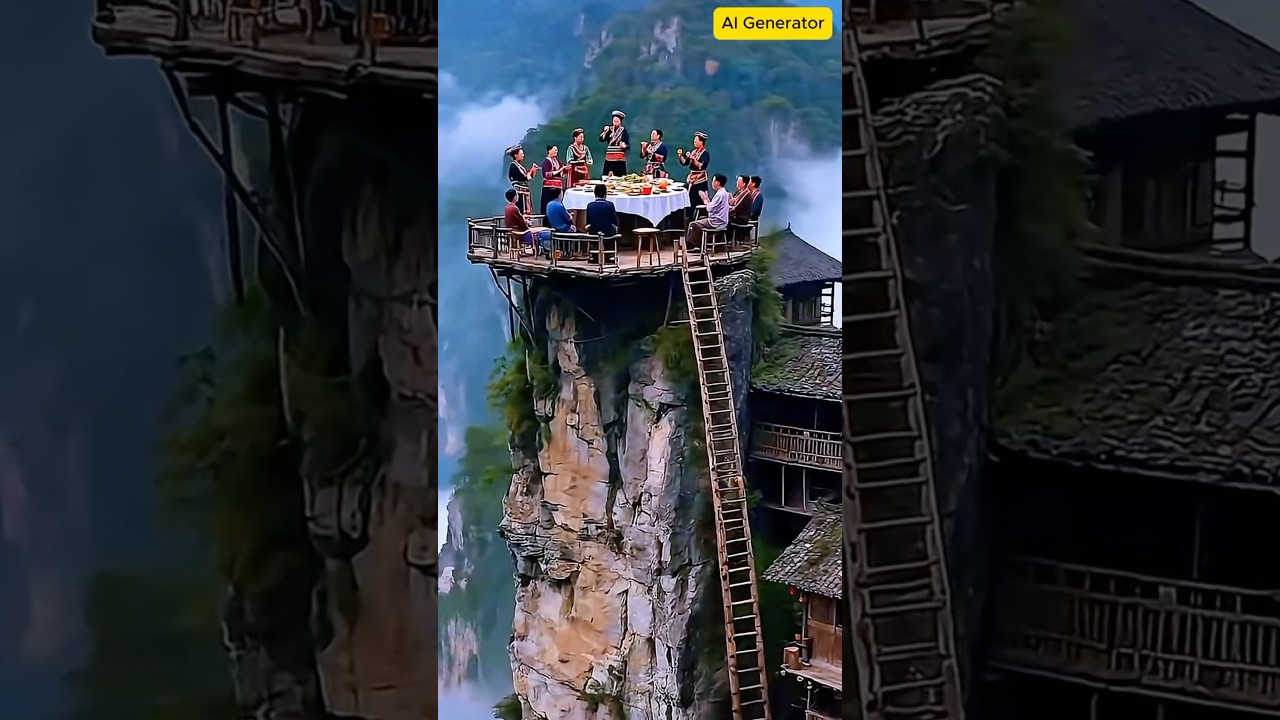 The most beautiful stilt houses in the ancient cliff village were accidentally photographed