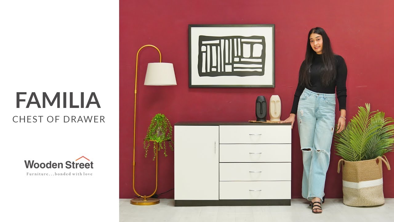 Buy Familia 4-Drawer Wooden Chest Of Drawers (Flowery Wenge-Frosty