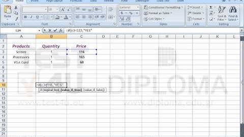 Navigate to cell B10 and use the appropriate function to display the text YES, if the price of...
