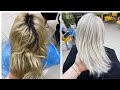 Белоснежный блонд Осветление волос - платиновый оттенок. Hair lightening and toning in platinum