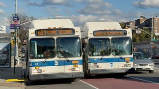 Newflyer C40LFs 610 on the Q66, 619 on the Q63 and 202 not in service.