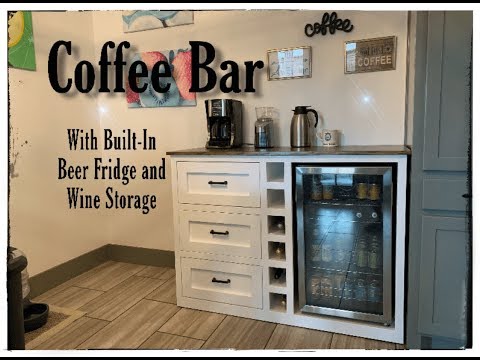 Here's a DIY beverage station made just from a couple of inexpensive  cabinets and a beverage cooler.