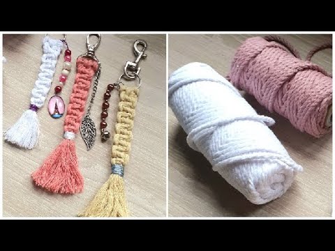 Kit Macramé Débutant Pour Porte-clés - 8 Cordons De 4mm + Accessoires + Guide, Activité Créative Anti-stress