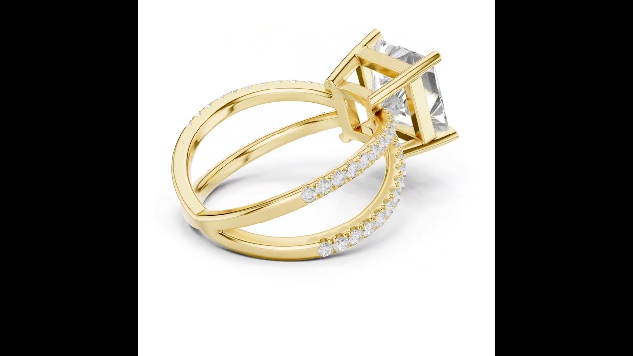 Criss Cross Princess Cut Lab Grown Diamond Wedding Ring