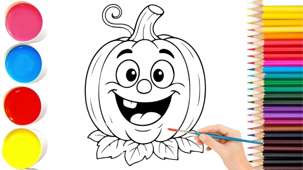 Halloween Pumpkin Drawing And Coloring For Kids And Toddlers