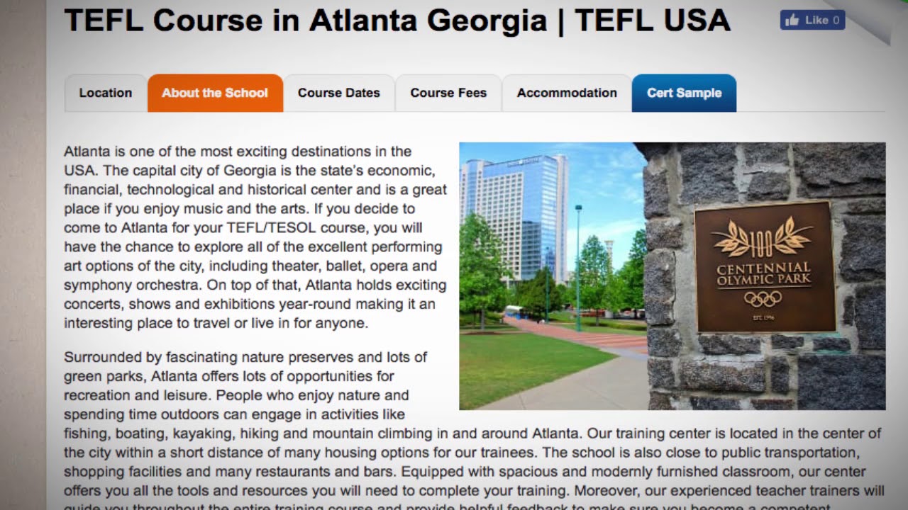 Welcome to Our TEFL / TESOL School in Atlanta, USA | Teach & Live ...