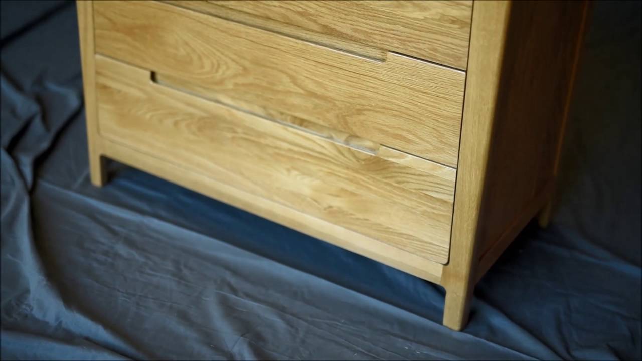 Vogue Solid Oak 5 Drawer Tallboy/Chest