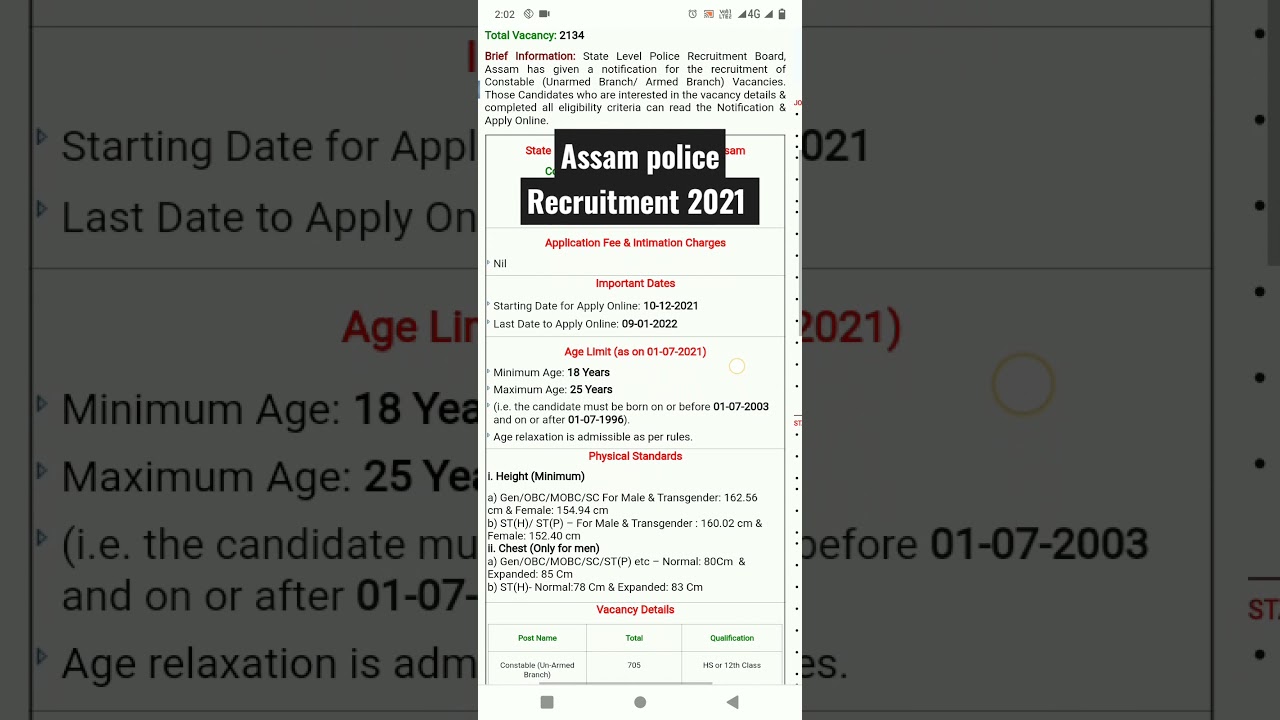 Assam police recruitment 2021 