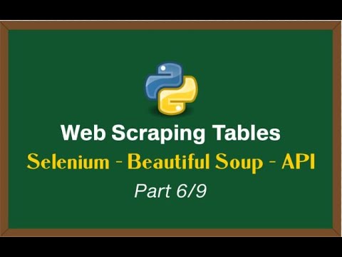 Web Scraping Tables with Python Series - Selenium | Beautiful Soup | API Scraping [Part 6/9]