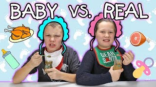 BABY FOOD VS REAL FOOD CHALLENGE - Christmas Dinner Edition!