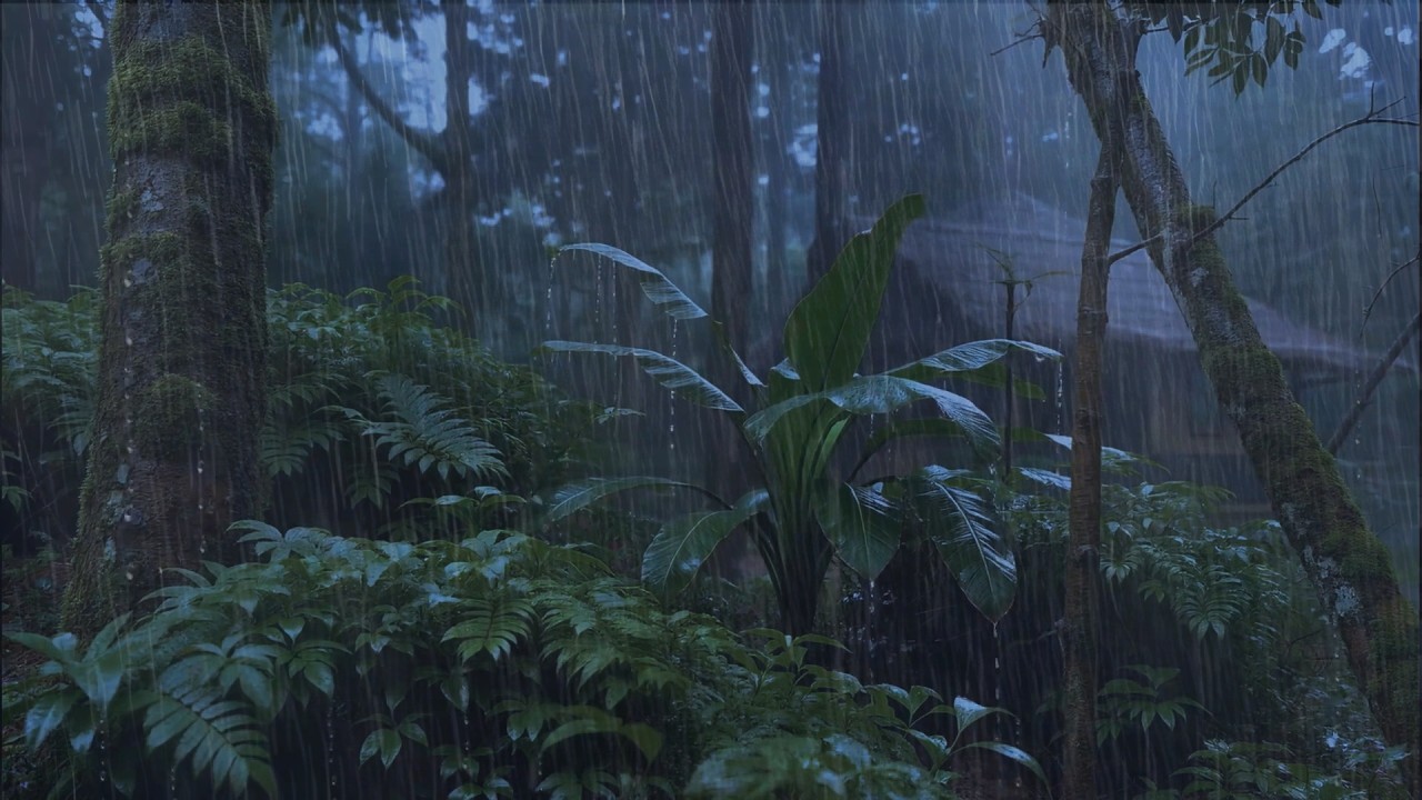 Настоящий ночной дождь в лесу для глубокого сна, расслабления и снятия стресса