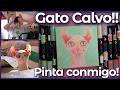 GATO CALVO!!! 🐱 Mini canvas! 🎨 TUTORIAL de Rotuladores acrílicos 🎨🖌️ Acrílico sobre Lienzo