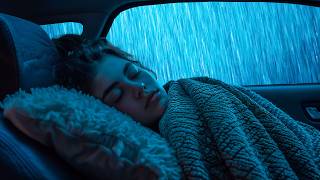 Finding Peace to Sleep Instantly with Terrifying Rain & Raging Thunder on The Car at Night screenshot 5