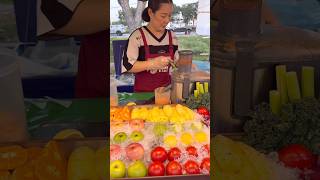 Refreshing Mix Fruit Juice in Thailand - Fruits Cutting Skill