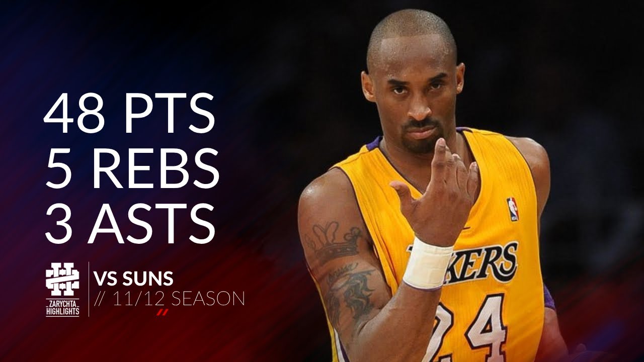 Kobe Bryant 48 pts 5 rebs 3 asts vs Suns 11/12 season