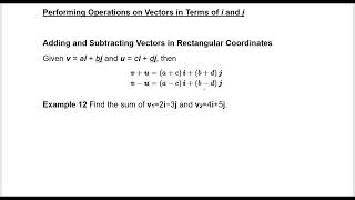 Performing Operations on Vectors in Terms of i and j