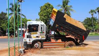 Dump truck 5tun stuck in deep mud &amp; recovery by Hyundai Dump truck #Ep2240