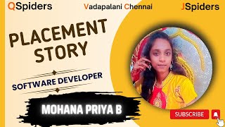 Success story of Ms.Mohana Priya B as a software Engineer  Qspiders vadapalani Chennai