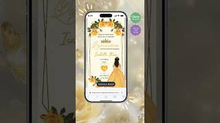 Golden Orange Quinceañera Invitation Canva, Floral Sweet 15 & 16, Animated Luxury Quince, Music RSVP