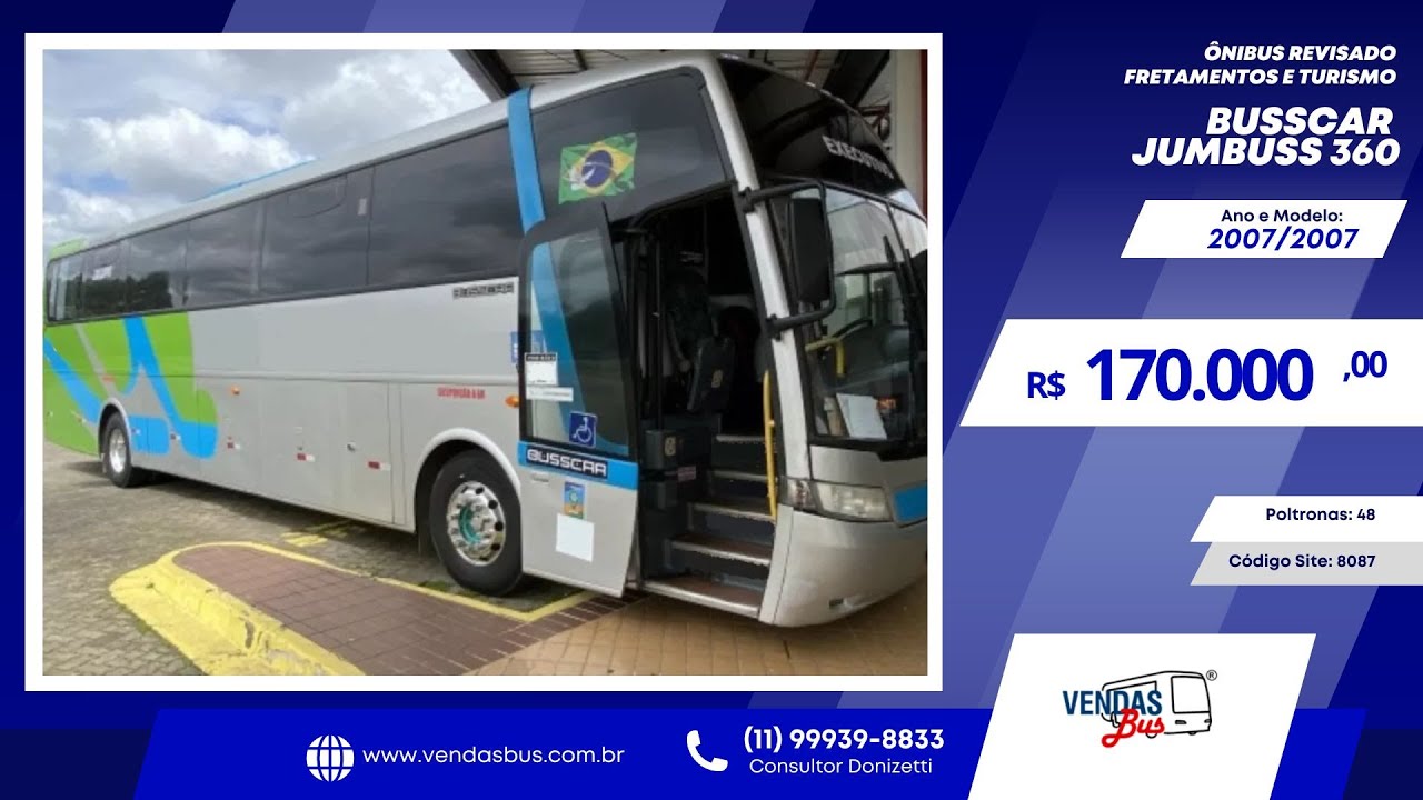 VENDIDO Ônibus Busscar Jumbuss 360 – turismo, impecável – Revisado – Scania K 310 – 2007/2007