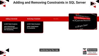Adding and removing constraints in SQL server (LU5/LO9)
